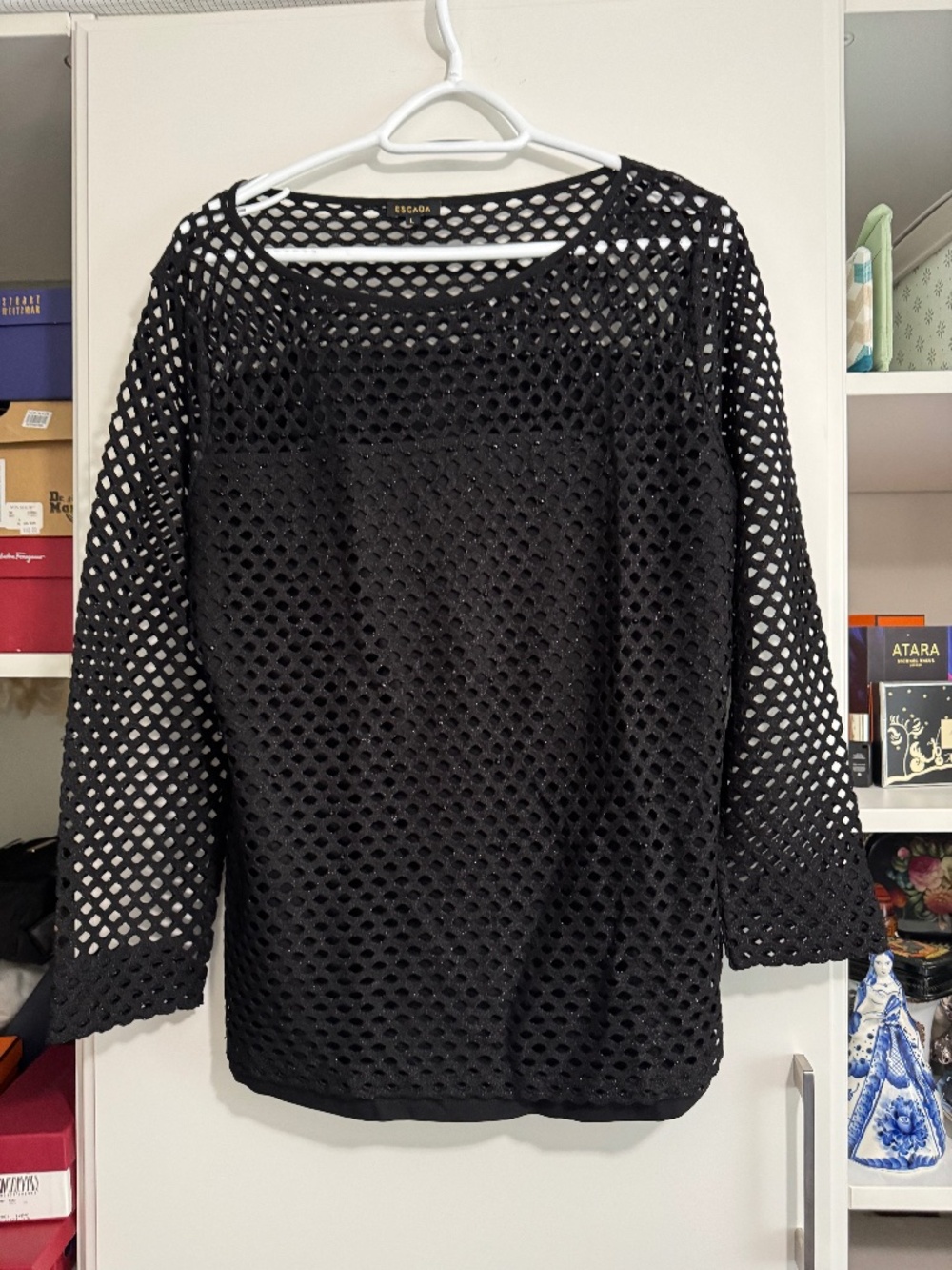 Escada, Size L, Black, 86% Viscose, 8% Polyester, 6% Elastane